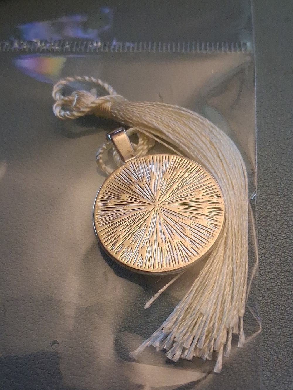 Handmade Mosaic Glass Bead Bookmark with White Tassel - Picture 2 of 3